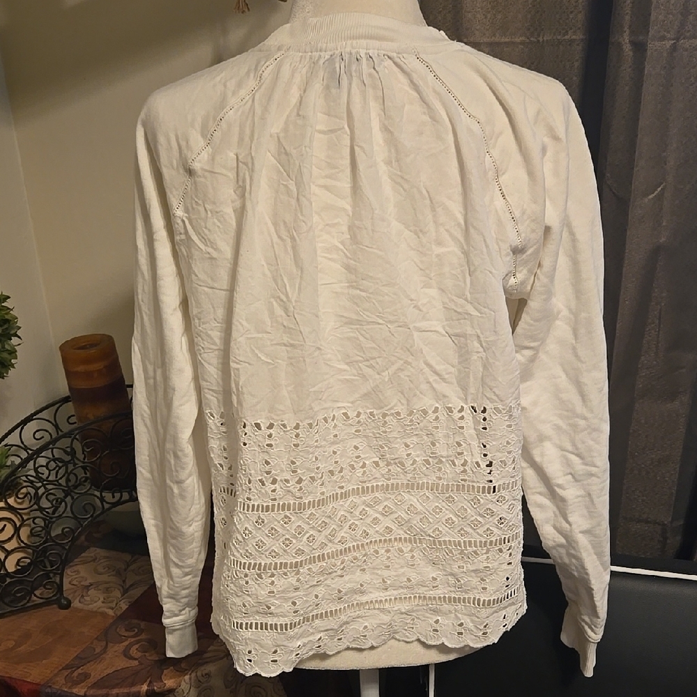 J. Crew Cream Relaxed Long Sleeve Sweatshirt - Picture 4 of 6